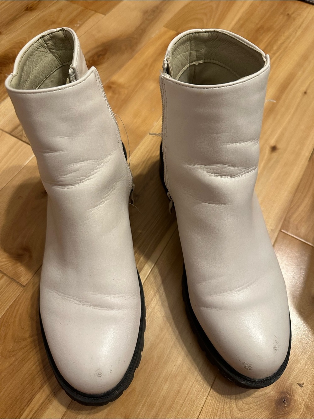 Women’s White Ankle Boots - Classic Leather Chelsea Style